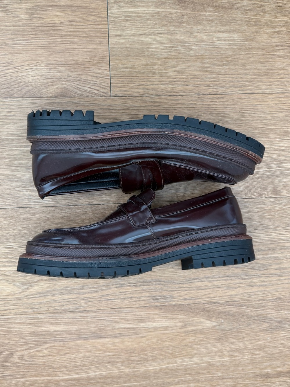 Urban Outfitters Men's Lug-Sole Penny Loafers in Dark Burgundy